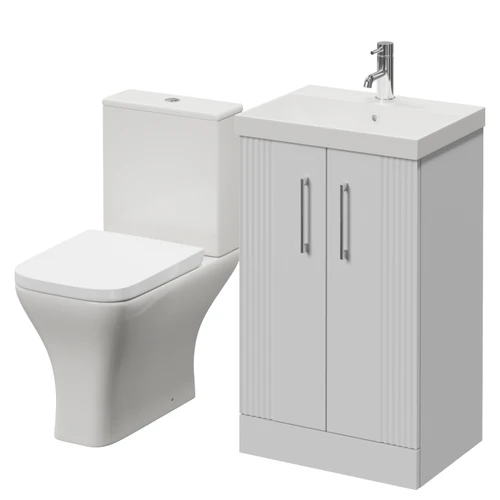 Avant Satin White 500mm 2 Door Vanity Unit and Kingston Toilet Suite with Rimini Basin Right Hand View
