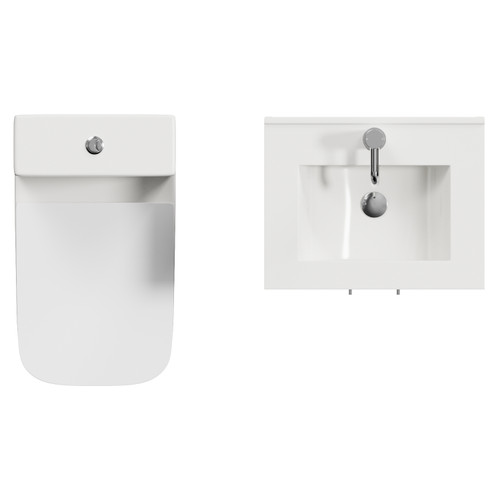 Avant Satin Anthracite 500mm 2 Door Vanity Unit and Kingston Toilet Suite with Angel Basin Top View