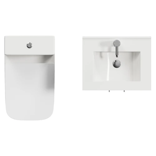 Avant Satin Grey 500mm 2 Door Vanity Unit and Kingston Toilet Suite with Angel Basin Top View