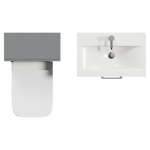 Avant Satin Grey 1100mm Wall Mounted Single Drawer Vanity Unit and Toilet Suite with Glide Basin Top View