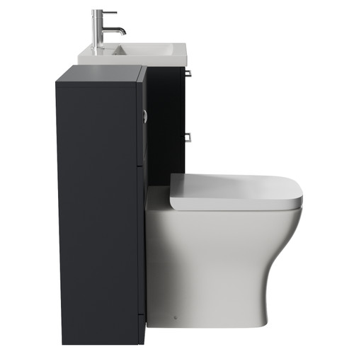 Avant Satin Anthracite 1100mm Wall Mounted 2 Drawer Vanity Unit and Toilet Suite with Glide Basin Side View