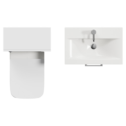 Avant Satin White 1100mm Wall Mounted 2 Drawer Vanity Unit and Toilet Suite with Glide Basin Top View