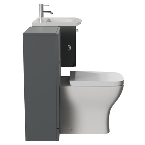 Avant Satin Grey 1100mm Wall Mounted Single Drawer Vanity Unit and Toilet Suite with Arc Basin Side View
