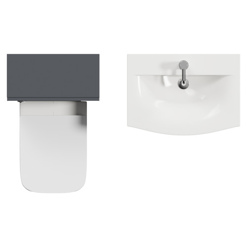 Avant Satin Anthracite 1100mm Wall Mounted 2 Drawer Vanity Unit and Toilet Suite with Arc Basin Top View