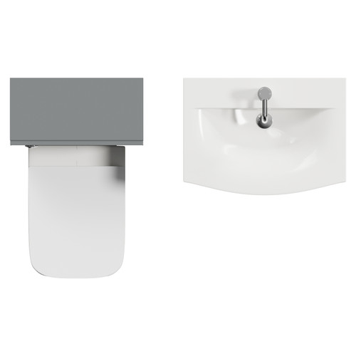 Avant Satin Grey 1100mm Wall Mounted 2 Drawer Vanity Unit and Toilet Suite with Arc Basin Top View