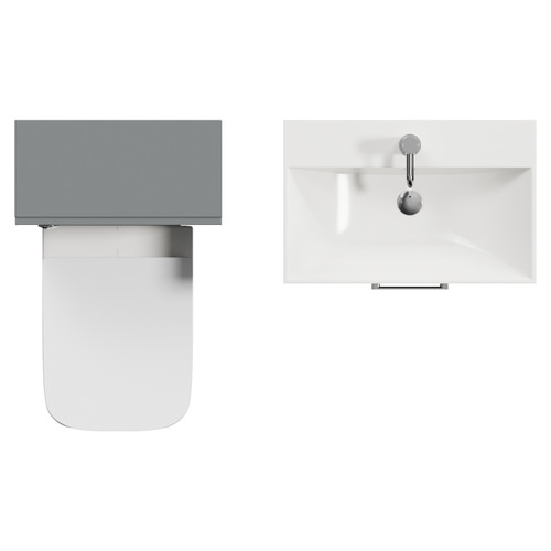 Avant Satin Grey 1100mm Wall Mounted 2 Drawer Vanity Unit and Toilet Suite with Rimini Basin Top View