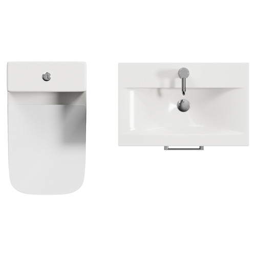 Avant Satin Grey 600mm Wall Mounted 2 Drawer Vanity Unit and Kingston Toilet Suite with Glide Basin Top View