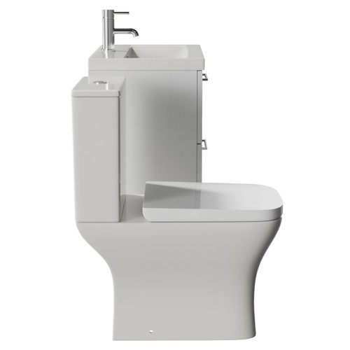 Avant Satin White 600mm Wall Mounted 2 Drawer Vanity Unit and Kingston Toilet Suite with Glide Basin Side View
