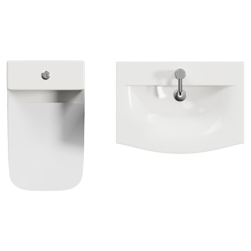 Avant Satin Anthracite 600mm Wall Mounted 2 Drawer Vanity Unit and Kingston Toilet Suite with Arc Basin Top View