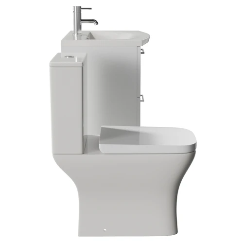 Avant Satin White 600mm Wall Mounted 2 Drawer Vanity Unit and Kingston Toilet Suite with Arc Basin Side View