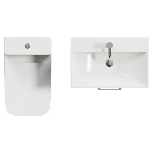 Avant Satin Grey 600mm Wall Mounted 2 Drawer Vanity Unit and Kingston Toilet Suite with Rimini Basin Top View