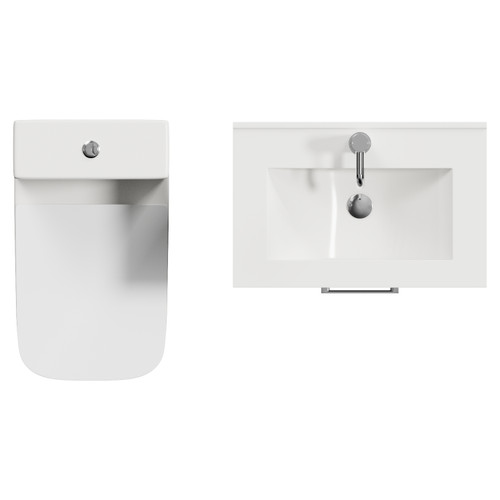 Avant Satin Grey 600mm Wall Mounted 2 Drawer Vanity Unit and Toilet Suite with Angel Basin Top View