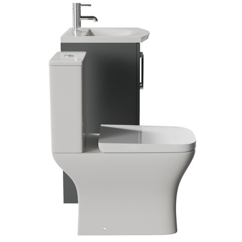 Avant Satin Grey 600mm 2 Door Vanity Unit and Kingston Toilet Suite with Arc Basin Side View