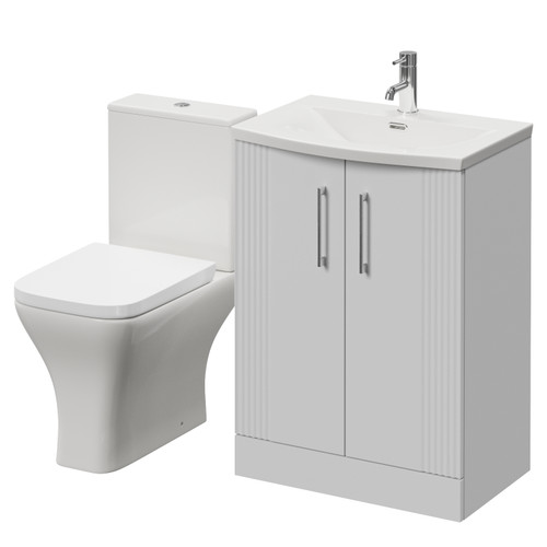 Avant Satin White 600mm 2 Door Vanity Unit and Kingston Toilet Suite with Arc Basin Right Hand View