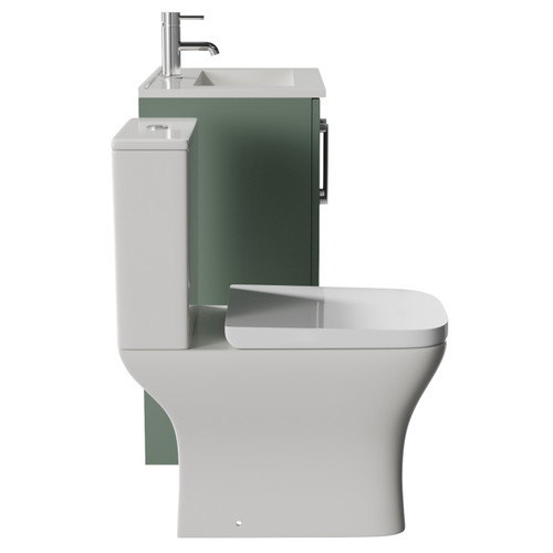 Avant Satin Green 600mm 2 Door Vanity Unit and Kingston Toilet Suite with Angel Basin Side View