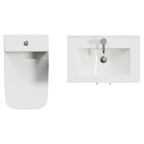 Avant Satin Anthracite 600mm 2 Door Vanity Unit and Kingston Toilet Suite with Angel Basin Top View