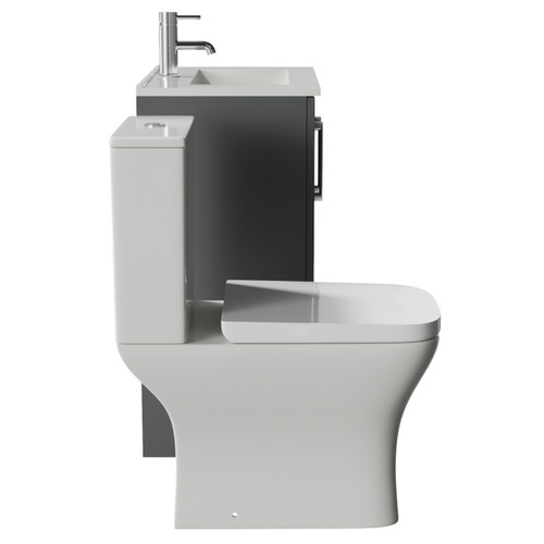 Avant Satin Grey 600mm 2 Door Vanity Unit and Kingston Toilet Suite with Angel Basin Side View