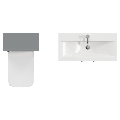 Avant Satin Grey 1300mm Wall Mounted Single Drawer Vanity Unit and Toilet Suite with Glide Basin Top View