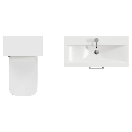 Avant Satin White 1300mm Wall Mounted Single Drawer Vanity Unit and Toilet Suite with Glide Basin Top View