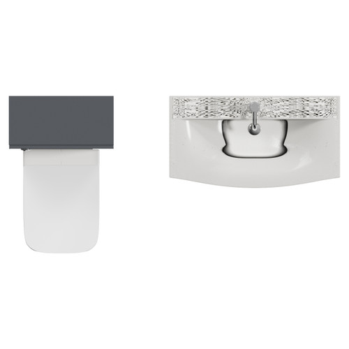 Avant Satin Anthracite 1300mm Wall Mounted Single Drawer Vanity Unit and Toilet Suite with Arc Basin Top View