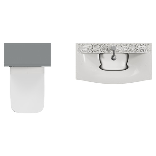 Avant Satin Grey 1300mm Wall Mounted Single Drawer Vanity Unit and Toilet Suite with Arc Basin Top View