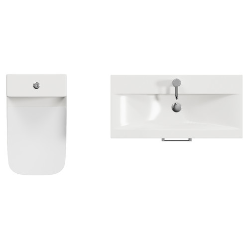 Avant Satin Anthracite 800mm Wall Mounted Single Drawer Vanity Unit and Kingston Toilet Suite with Glide Basin Top View
