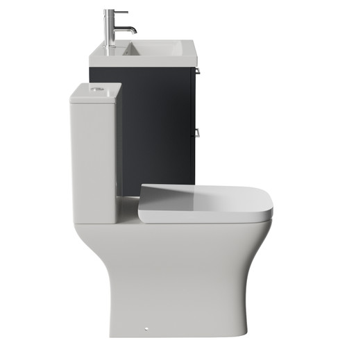 Avant Satin Anthracite 800mm Wall Mounted 2 Drawer Vanity Unit and Kingston Toilet Suite with Glide Basin Side View