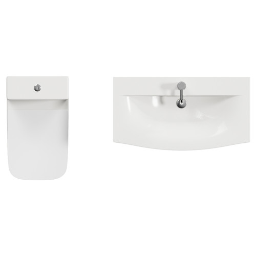 Avant Satin Green 800mm Wall Mounted 2 Drawer Vanity Unit and Kingston Toilet Suite with Arc Basin Side View