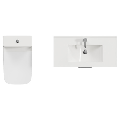 Avant Satin Anthracite 800mm Wall Mounted 2 Drawer Vanity Unit and Kingston Toilet Suite with Angel Basin Top View