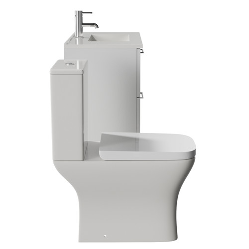 Avant Satin White 800mm Wall Mounted 2 Drawer Vanity Unit and Kingston Toilet Suite with Angel Basin Side View