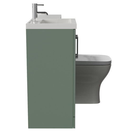 Avant Satin Green 1000mm 2 Door Vanity Unit Toilet Suite with Left Hand Square Lucia Basin Side View