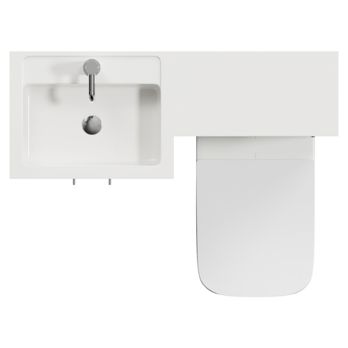 Avant Satin Green 1000mm 2 Door Vanity Unit Toilet Suite with Left Hand Square Lucia Basin Top View