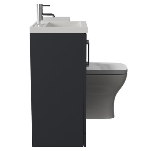 Avant Satin Anthracite 1000mm 2 Door Vanity Unit Toilet Suite with Left Hand Square Lucia Basin Side View