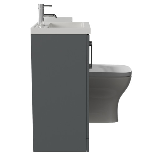 Avant Satin Grey 1000mm 2 Door Vanity Unit Toilet Suite with Left Hand Square Lucia Basin Side View