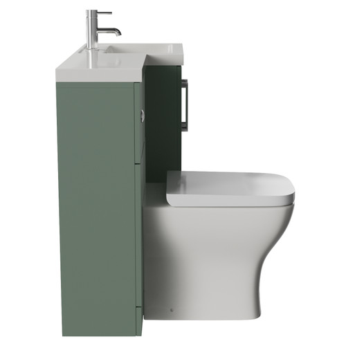 Avant Satin Green 1000mm 2 Door Vanity Unit Toilet Suite with Right Hand Square Lucia Basin Side View