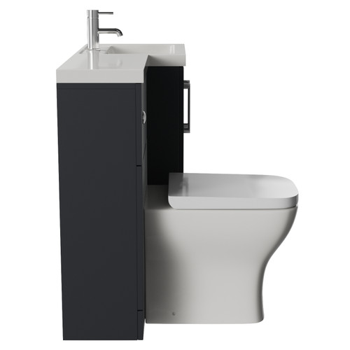 Avant Satin Anthracite 1000mm 2 Door Vanity Unit Toilet Suite with Right Hand Square Lucia Basin Side View