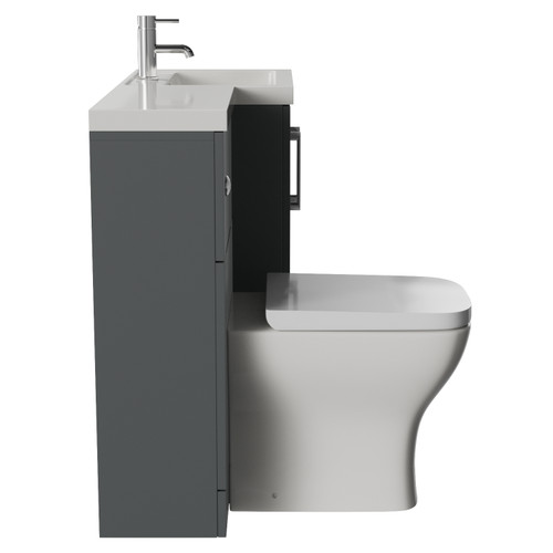 Avant Satin Grey 1000mm 2 Door Vanity Unit Toilet Suite with Right Hand Square Lucia Basin Side View