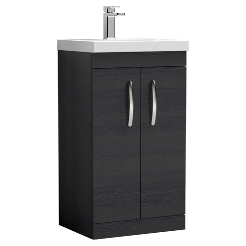 Nuie Athena Charcoal Black 500mm 2 Door Vanity Unit with 40mm Profile Basin - ATH005A Main Image