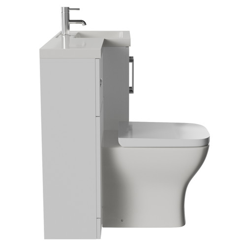 Avant Satin White 1000mm 2 Door Vanity Unit Toilet Suite with Right Hand Square Lucia Basin Side View