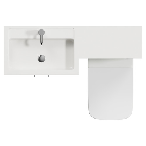 Avant Satin Green 1100mm 2 Door Vanity Unit Toilet Suite with Left Hand Square Lucia Basin Top View