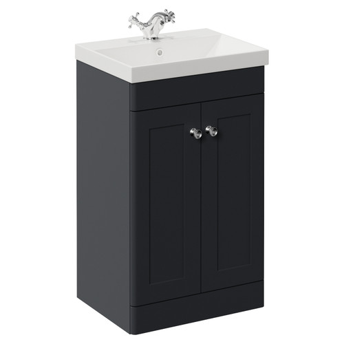Danbury Satin Anthracite 500mm 2 Door Vanity Unit with Rimini Basin Left Hand View