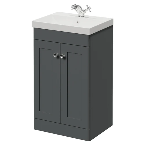 Danbury Satin Grey 500mm 2 Door Vanity Unit with Rimini Basin Right Hand View