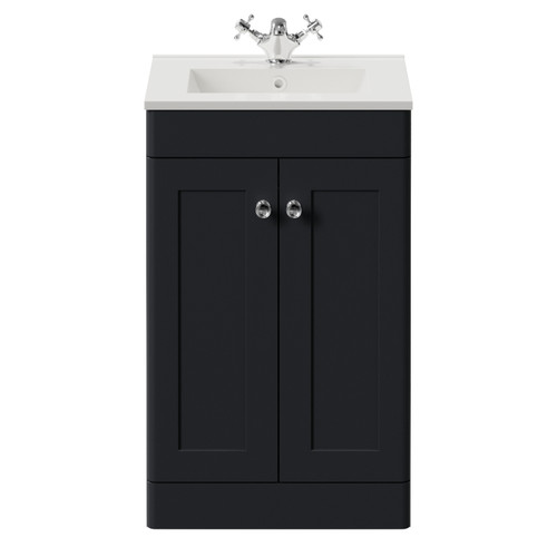Danbury Satin Anthracite 500mm 2 Door Vanity Unit with Angel Basin View from Front