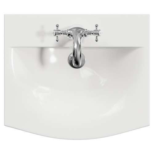 Danbury Satin Green 500mm Wall Mounted Single Drawer Vanity Unit with Arc Basin View from Top