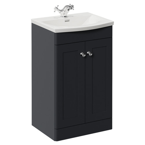 Danbury Satin Anthracite 500mm 2 Door Vanity Unit with Arc Basin Left Hand View