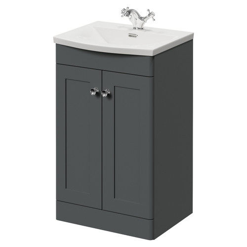 Danbury Satin Grey 500mm 2 Door Vanity Unit with Arc Basin Right Hand View