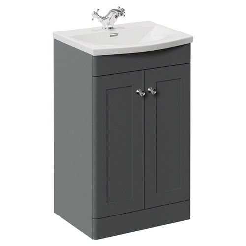 Danbury Satin Grey 500mm 2 Door Vanity Unit with Arc Basin Left Hand View