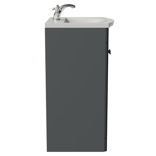 Danbury Satin Grey 500mm 2 Door Vanity Unit with Arc Basin Side View