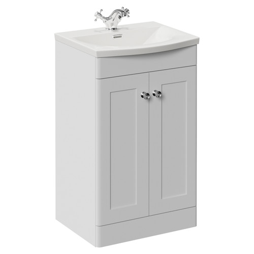 Danbury Satin White 500mm 2 Door Vanity Unit with Arc Basin Left Hand View
