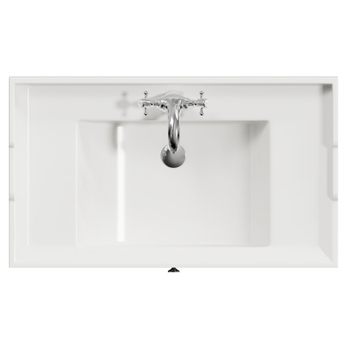 Danbury Satin Grey 800mm Wall Mounted Single Drawer Vanity Unit with Windsor Basin View from Top